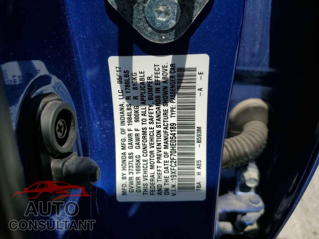 HONDA CIVIC 2017 - 19XFC2F70HE054189
