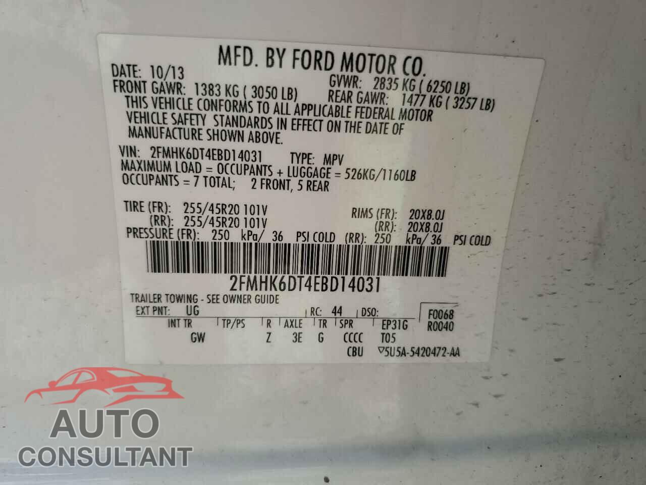 FORD FLEX 2014 - 2FMHK6DT4EBD14031