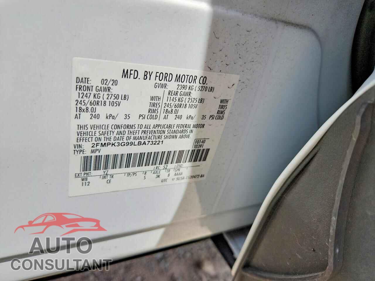 FORD EDGE 2020 - 2FMPK3G99LBA73221