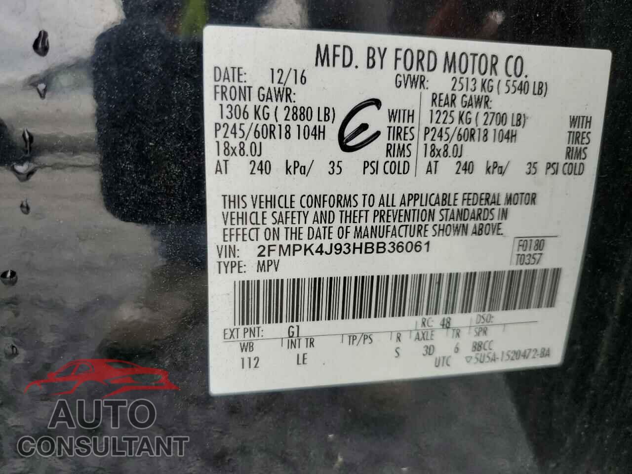 FORD EDGE 2017 - 2FMPK4J93HBB36061
