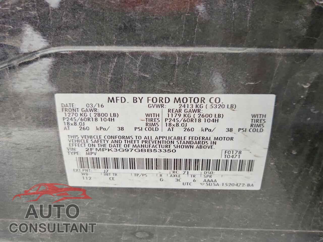 FORD EDGE 2016 - 2FMPK3G97GBB53350