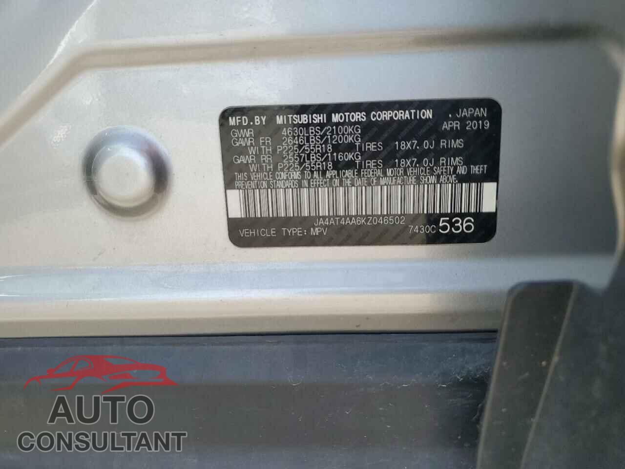 MITSUBISHI ECLIPSE 2019 - JA4AT4AA6KZ046502