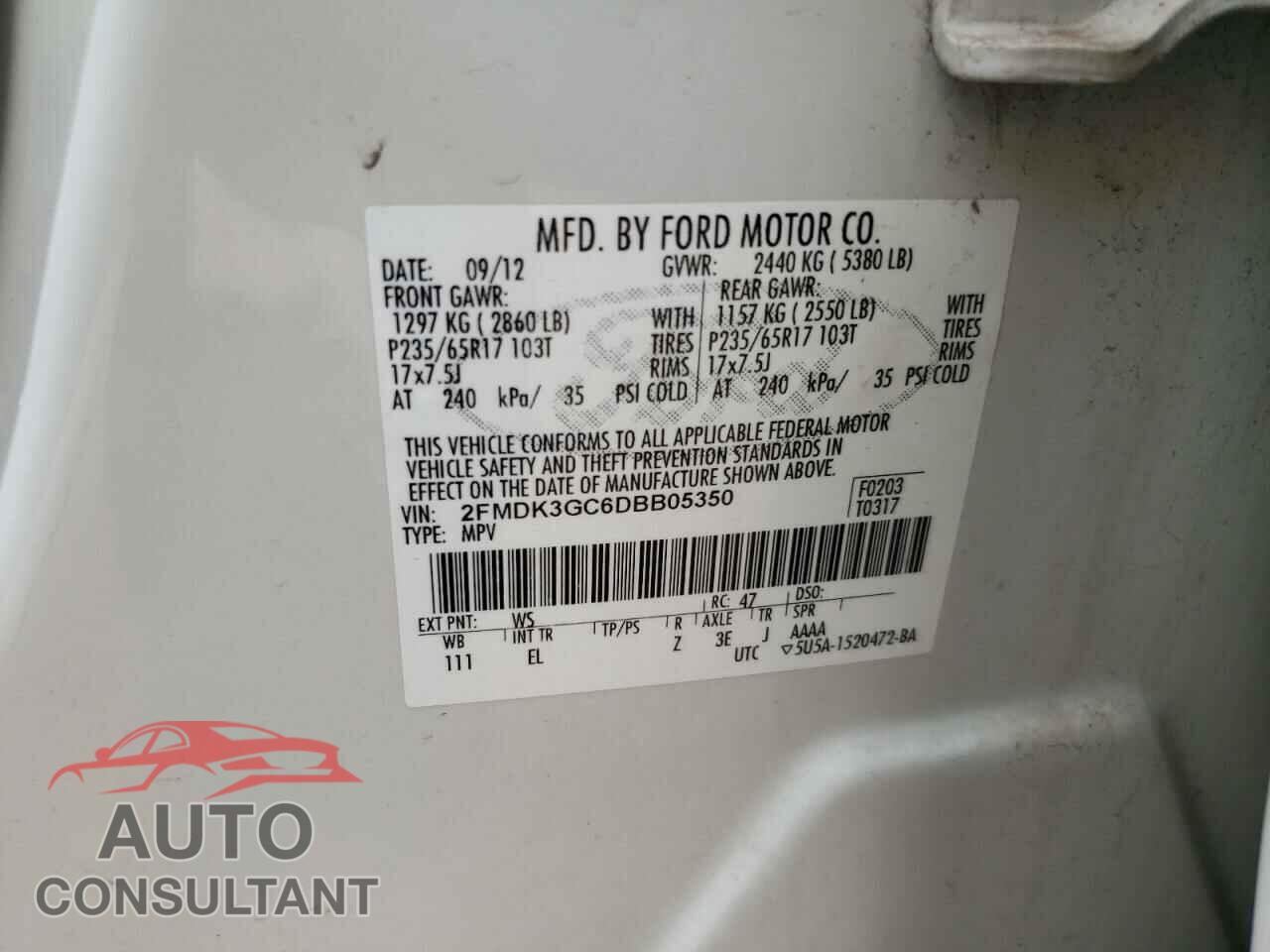 FORD EDGE 2013 - 2FMDK3GC6DBB05350