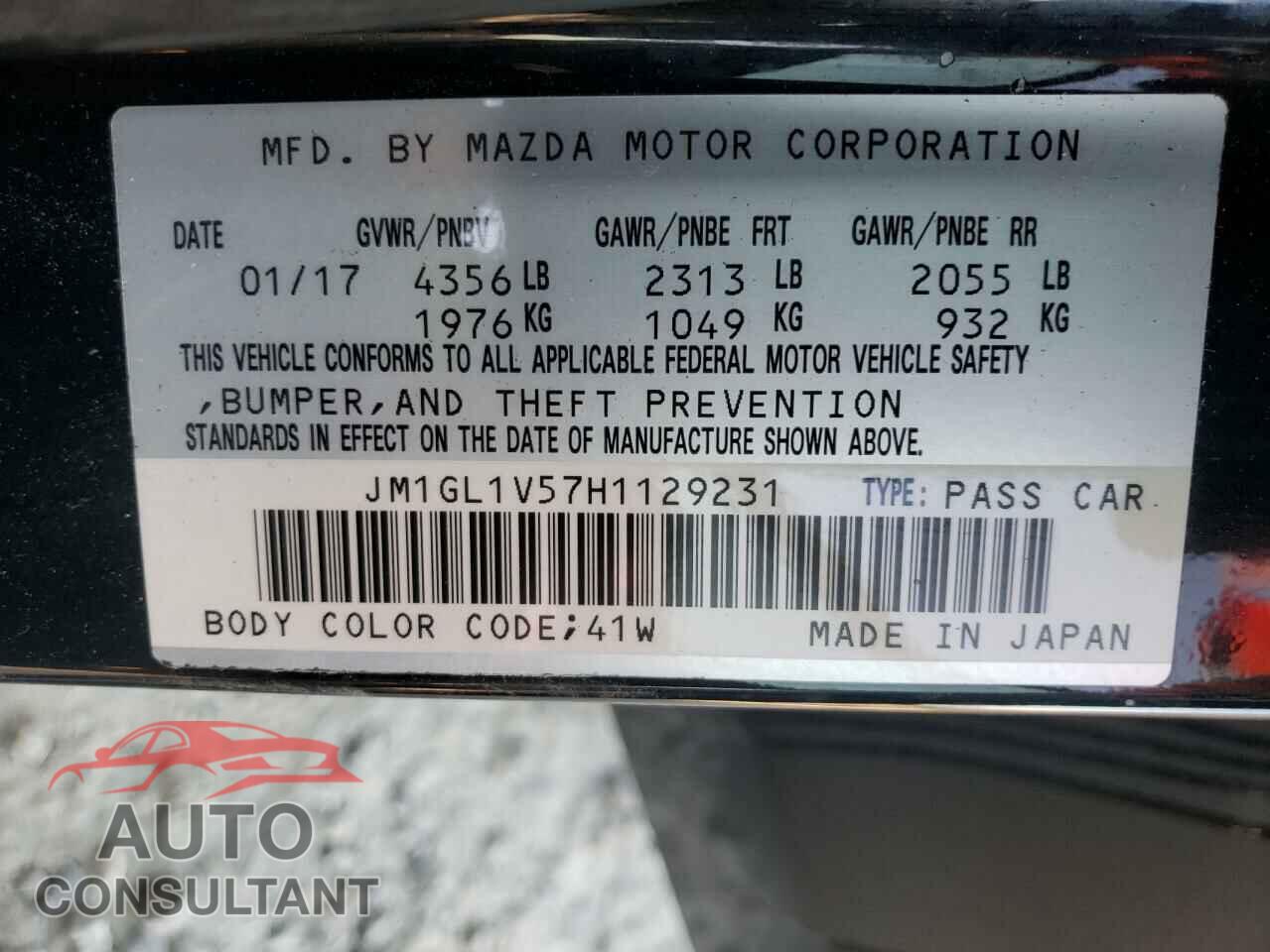 MAZDA 6 2017 - JM1GL1V57H1129231