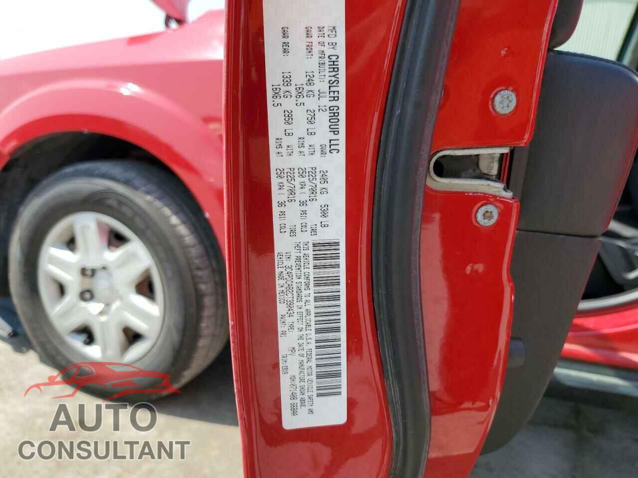 DODGE JOURNEY 2012 - 3C4PDCAB2CT390434