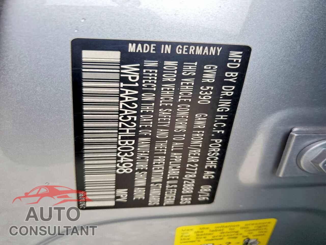 PORSCHE MACAN 2017 - WP1AA2A52HLB03498