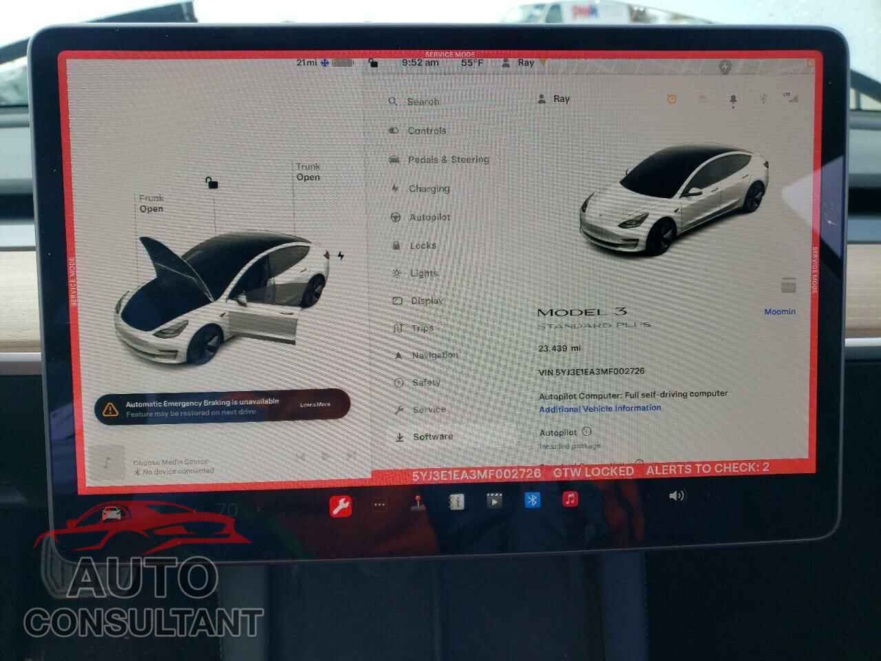 TESLA MODEL 3 2021 - 5YJ3E1EA3MF002726