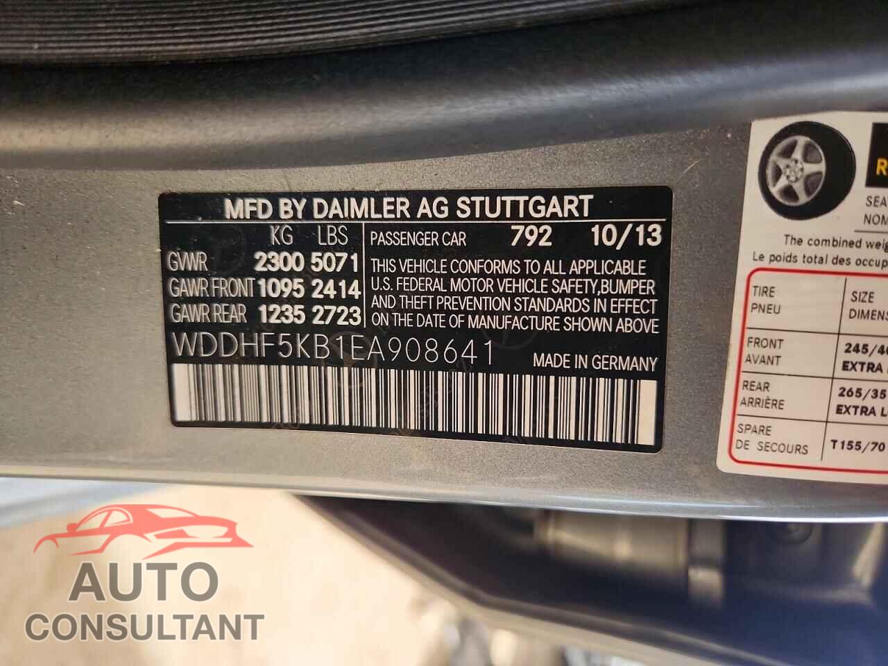 MERCEDES-BENZ E-CLASS 2014 - WDDHF5KB1EA908641