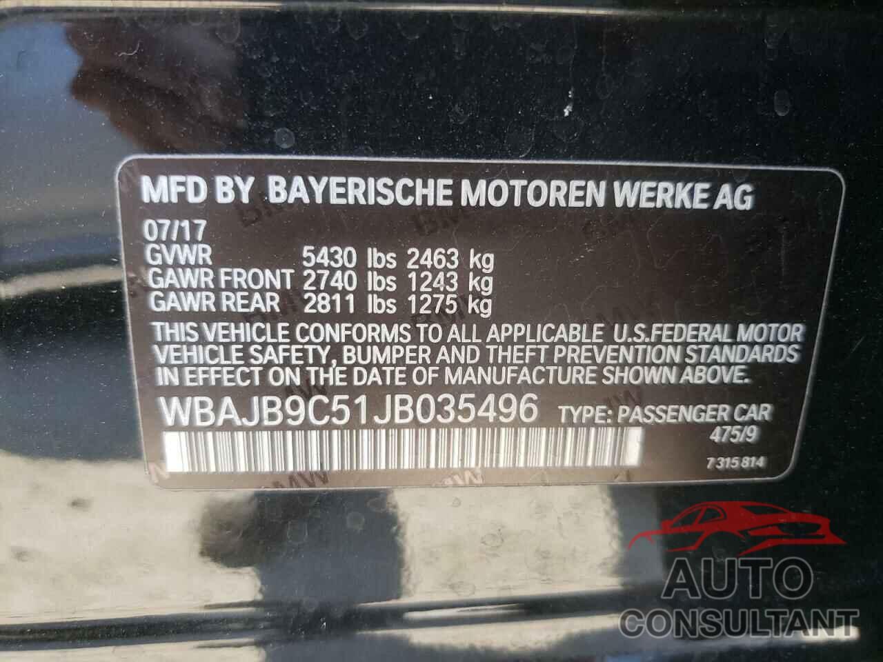 BMW M5 2018 - WBAJB9C51JB035496
