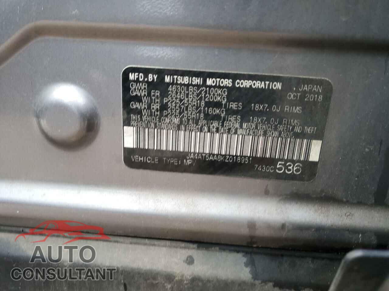 MITSUBISHI ECLIPSE 2019 - JA4AT5AA8KZ018951