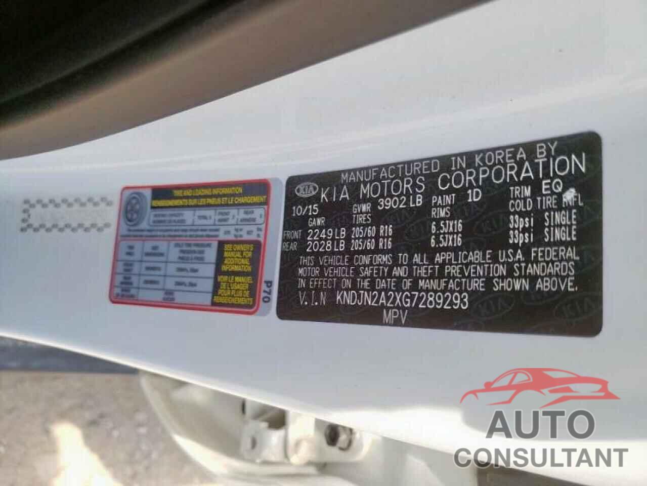 KIA SOUL 2016 - KNDJN2A2XG7289293