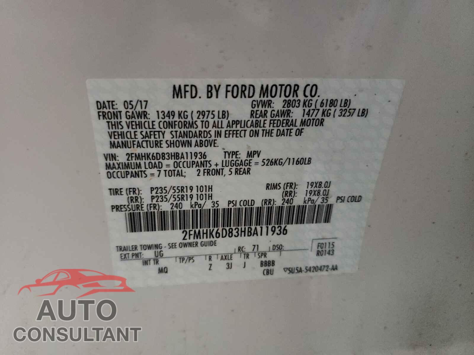FORD FLEX 2017 - 2FMHK6D83HBA11936
