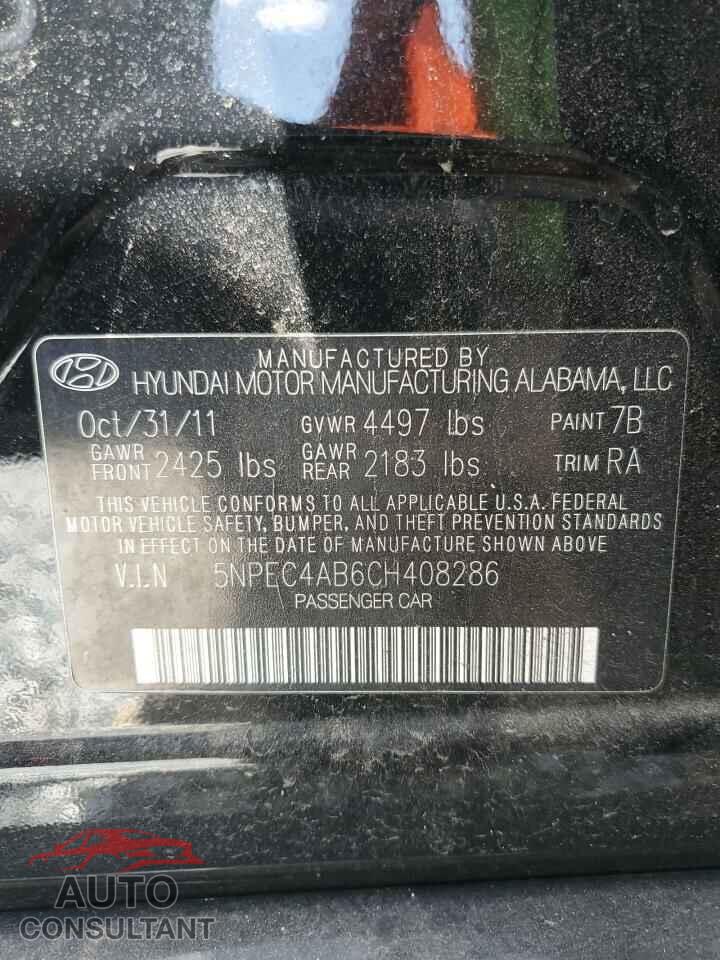 HYUNDAI SONATA 2012 - 5NPEC4AB6CH408286
