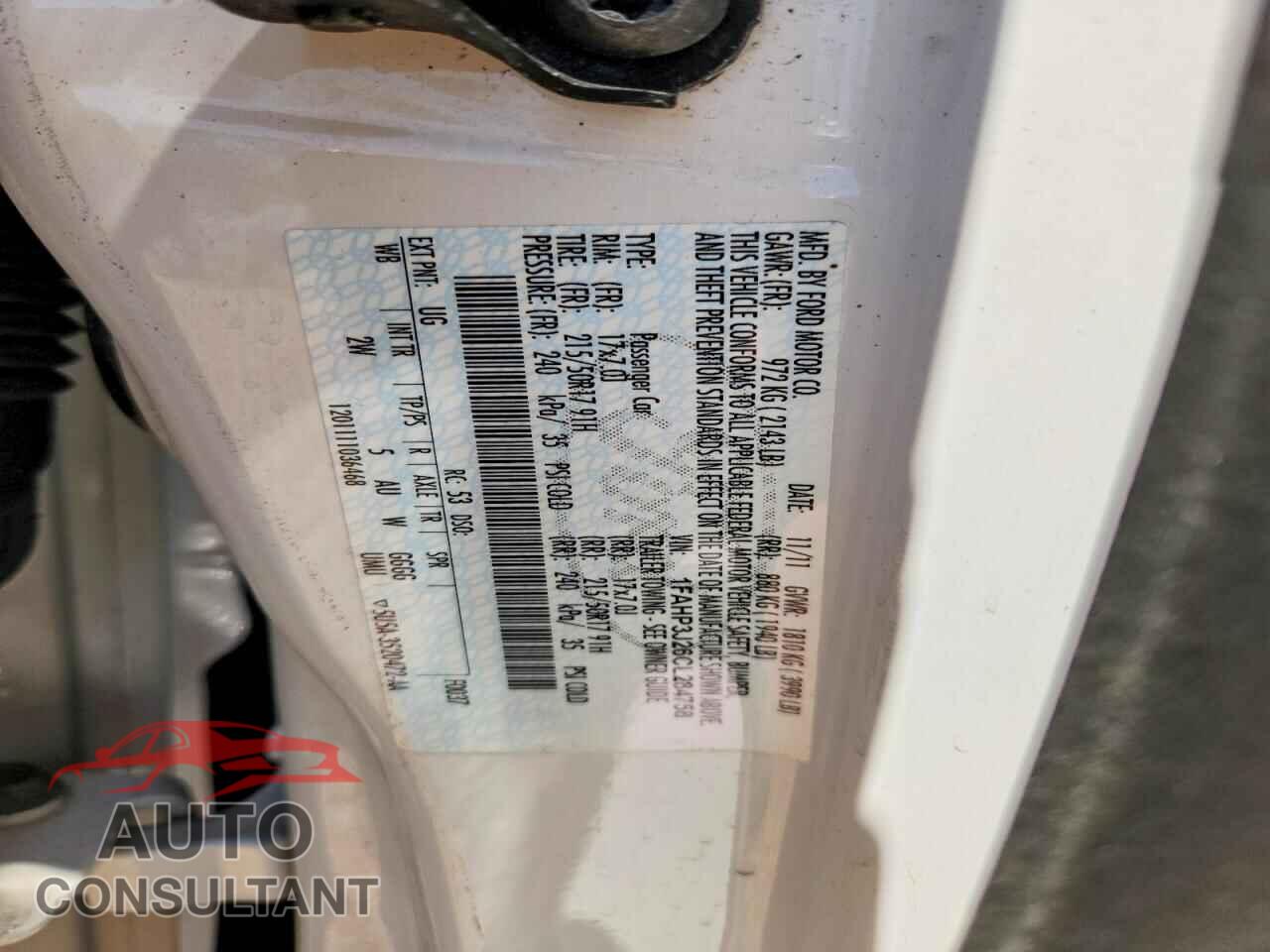 FORD FOCUS 2012 - 1FAHP3J26CL284758