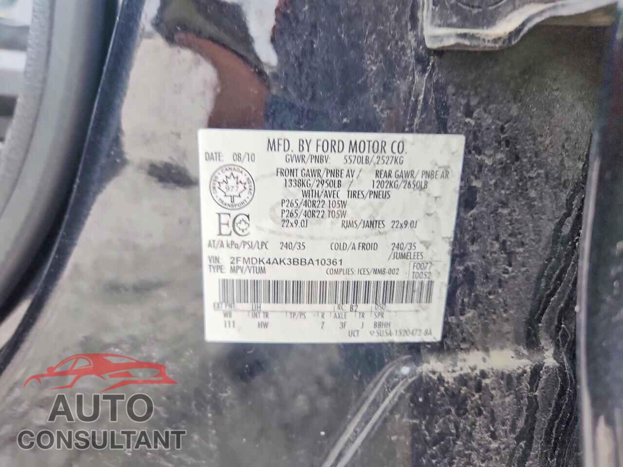 FORD EDGE 2011 - 2FMDK4AK3BBA10361