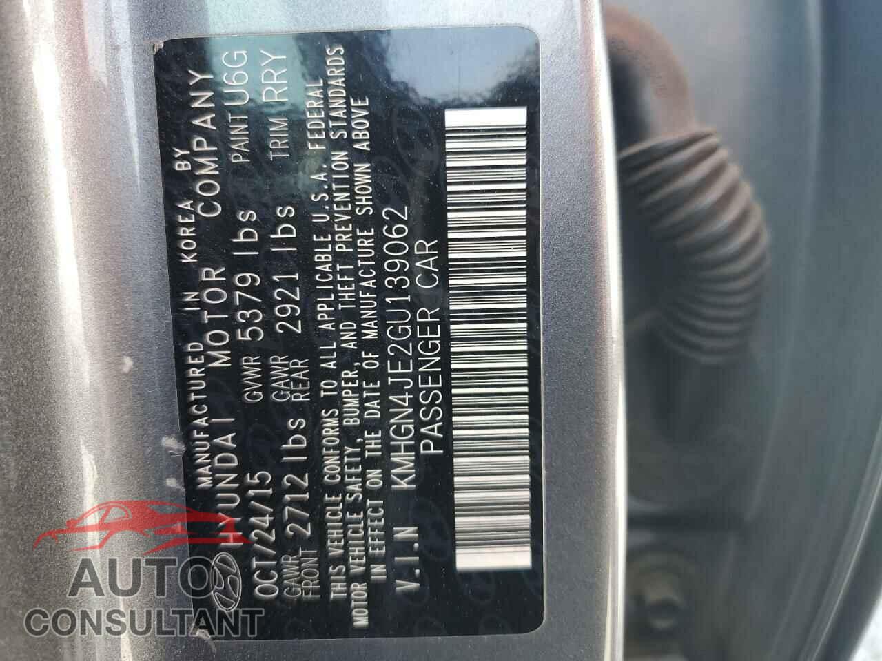 HYUNDAI GENESIS 2016 - KMHGN4JE2GU139062