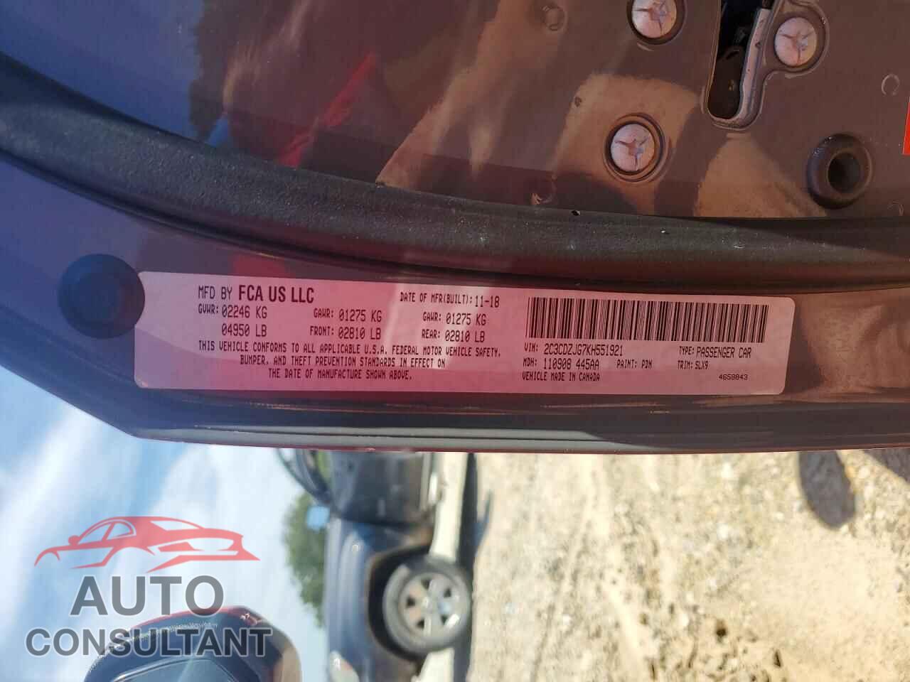 DODGE CHALLENGER 2019 - 2C3CDZJG7KH551921