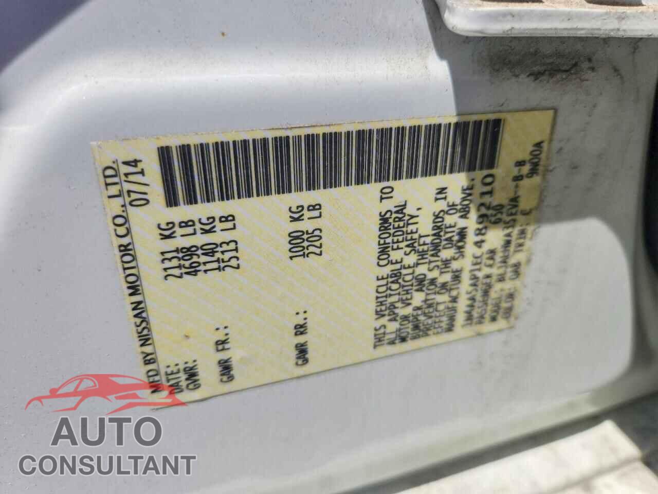 NISSAN MAXIMA 2014 - 1N4AA5AP1EC489210