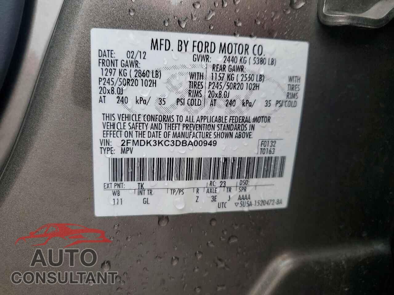 FORD EDGE 2013 - 2FMDK3KC3DBA00949