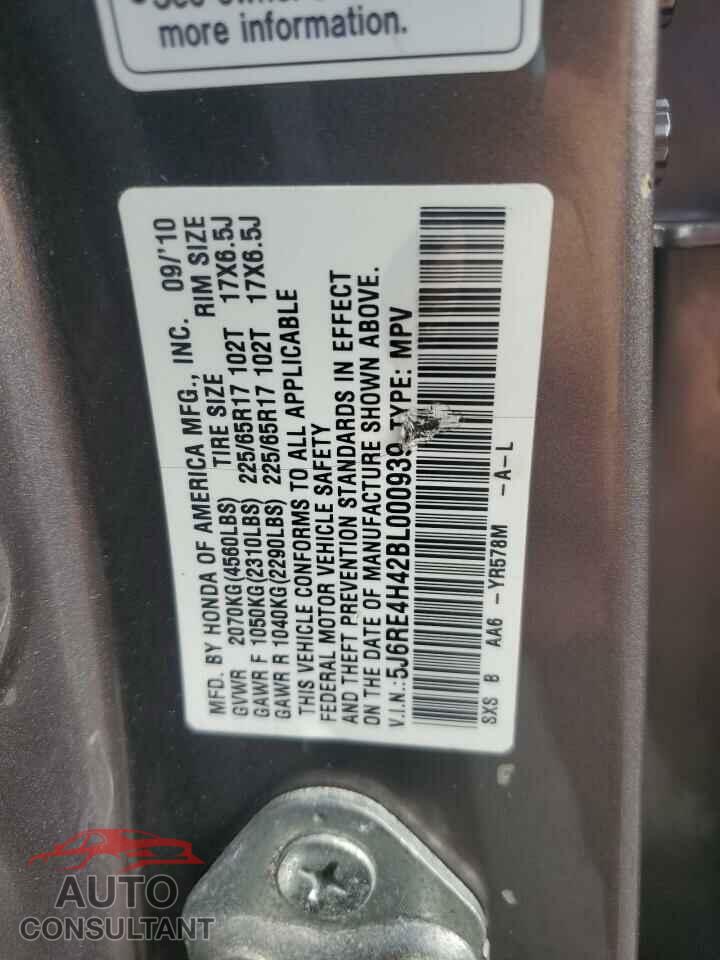 HONDA CRV 2011 - 5J6RE4H42BL000939