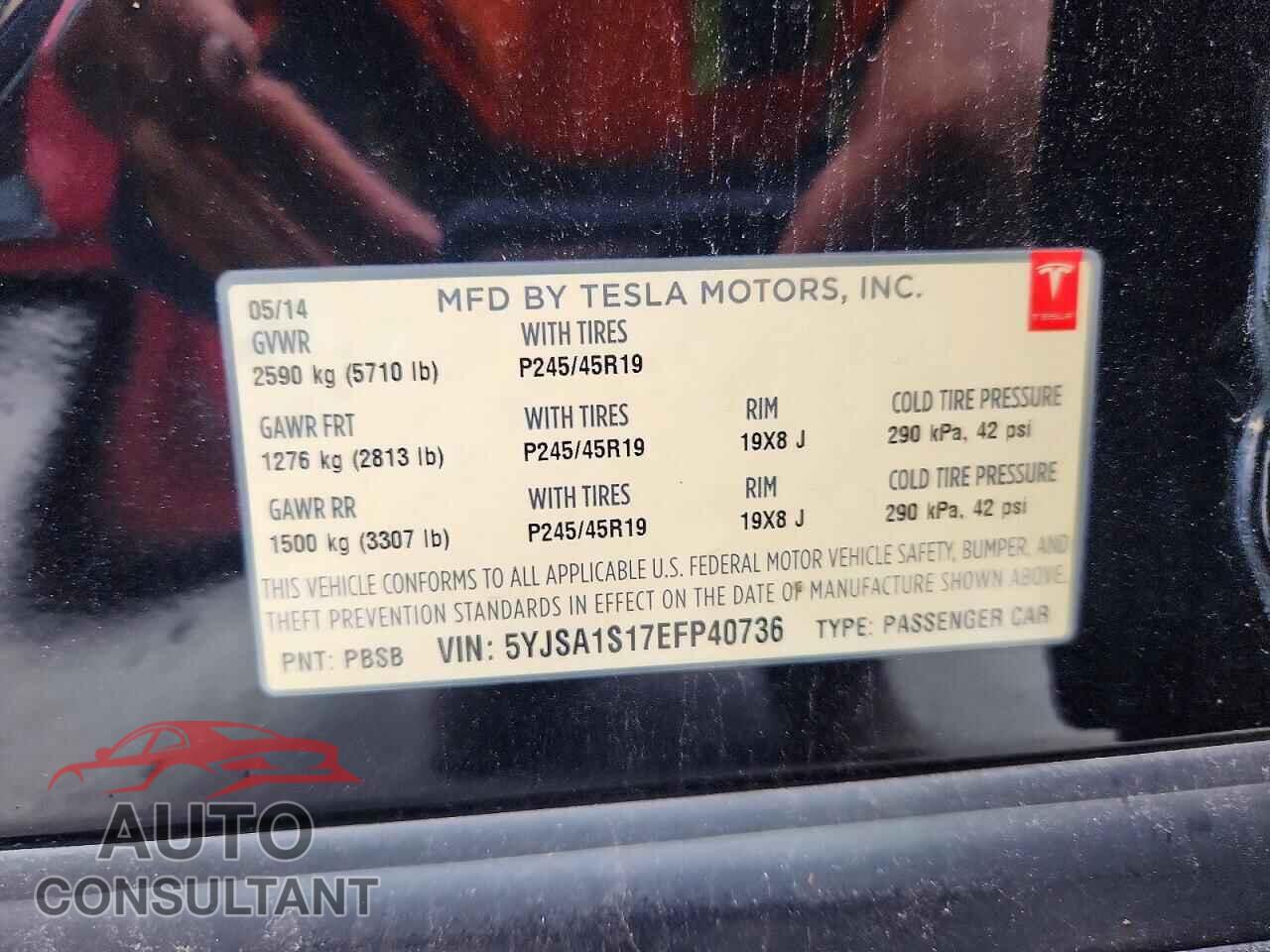 TESLA MODEL S 2014 - 5YJSA1S17EFP40736