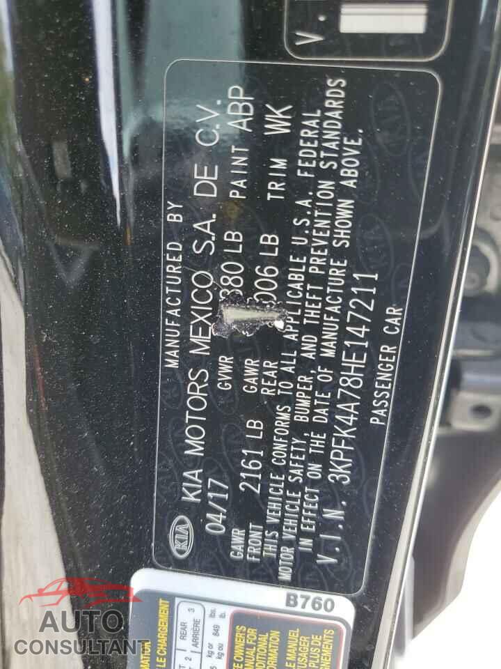 KIA FORTE 2017 - 3KPFK4A78HE147211