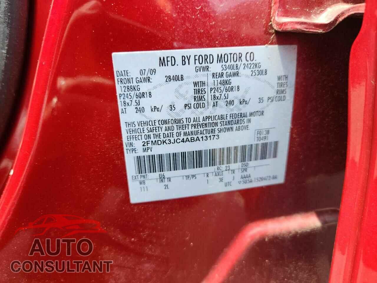 FORD EDGE 2010 - 2FMDK3JC4ABA13173