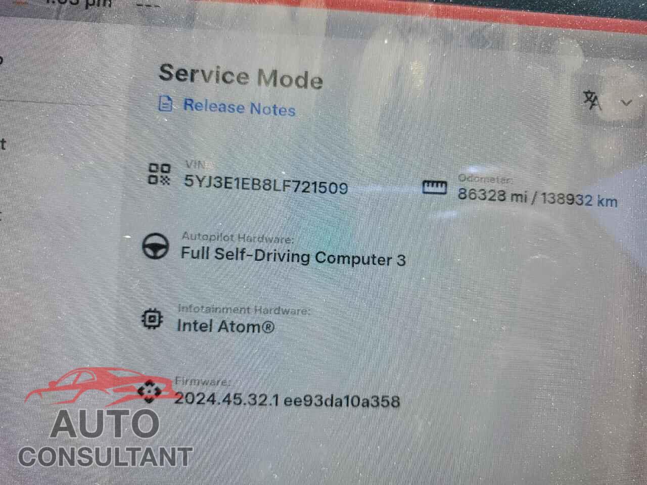 TESLA MODEL 3 2020 - 5YJ3E1EB8LF721509