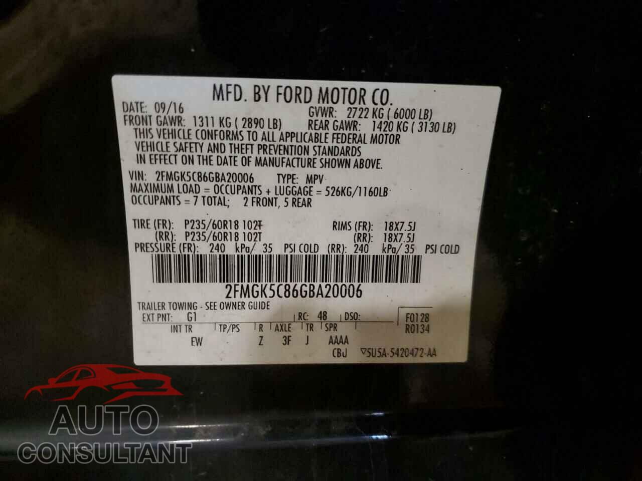 FORD FLEX 2016 - 2FMGK5C86GBA20006