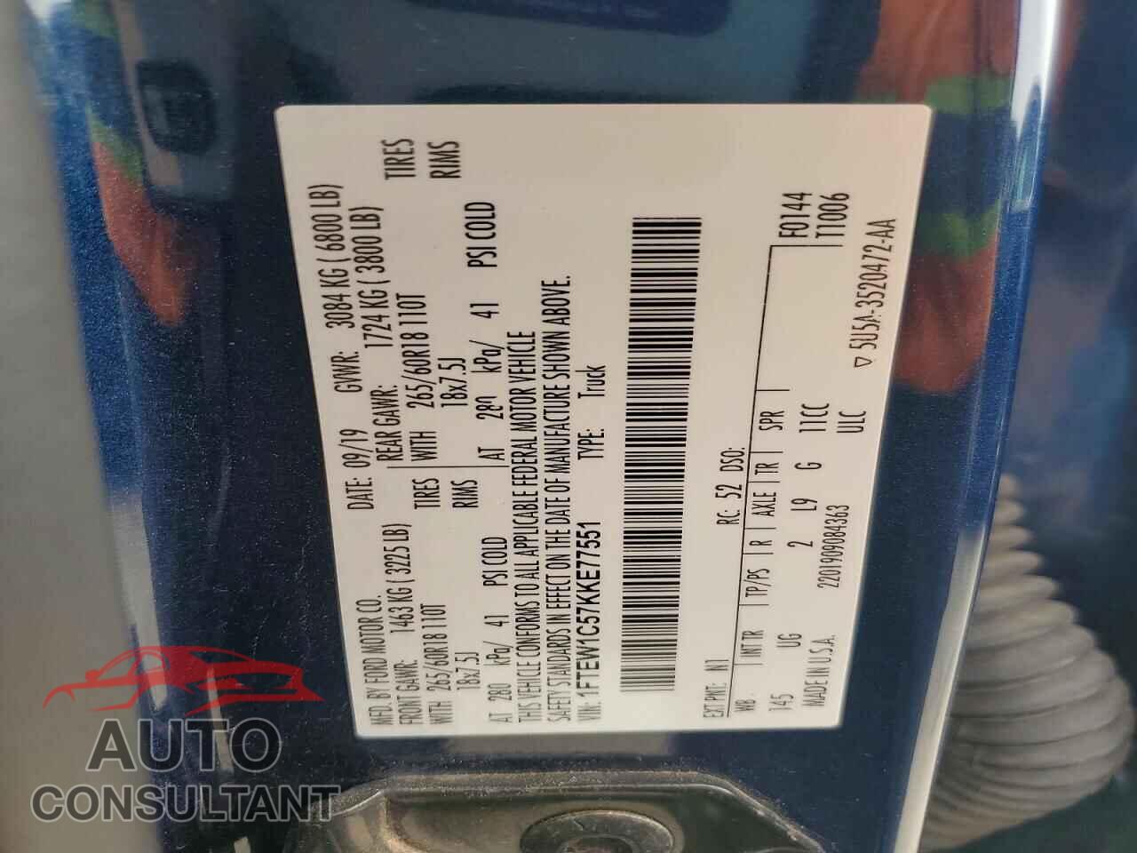 FORD F150 2019 - 1FTEW1C57KKE77551