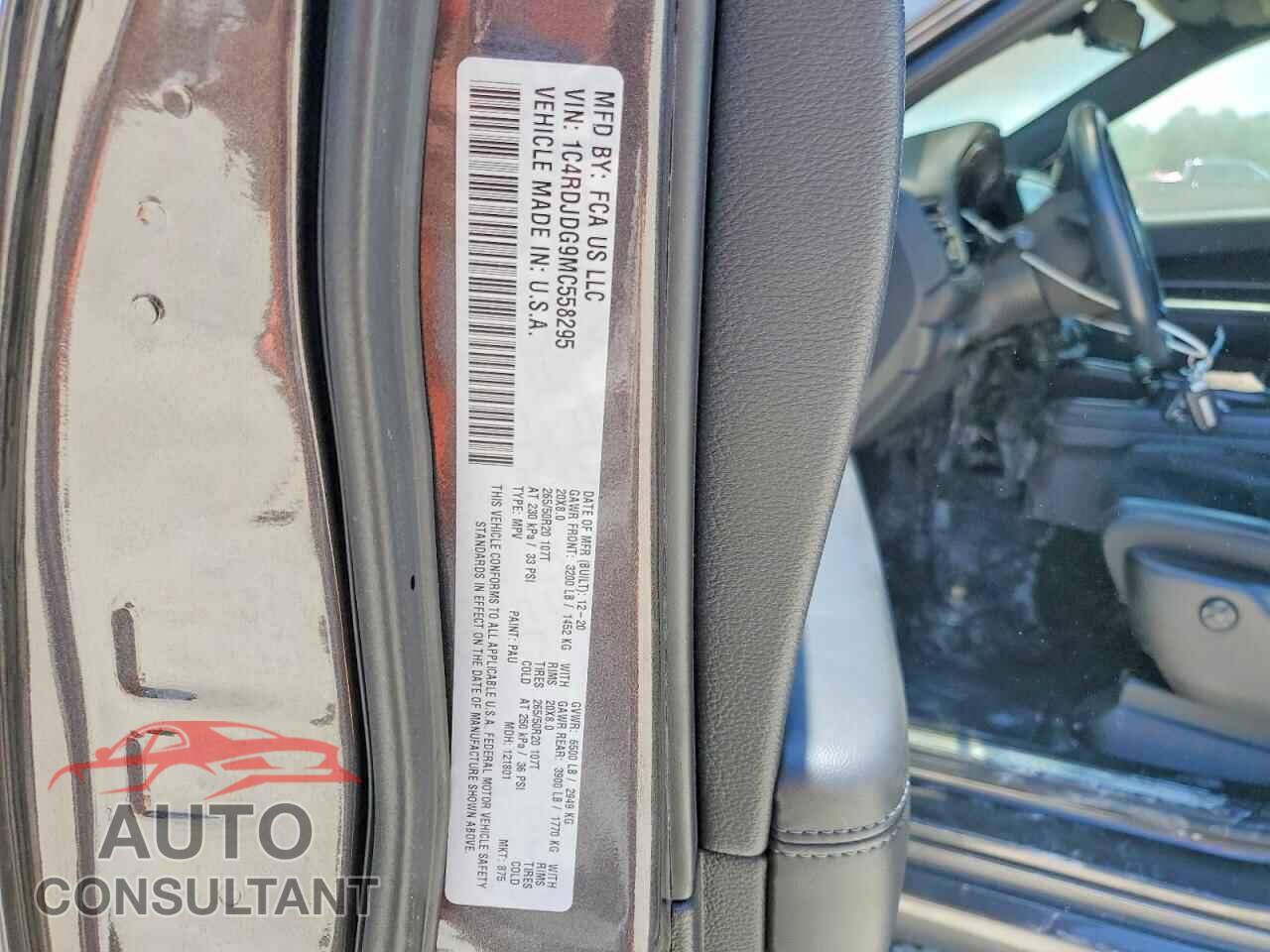 DODGE DURANGO 2021 - 1C4RDJDG9MC558295