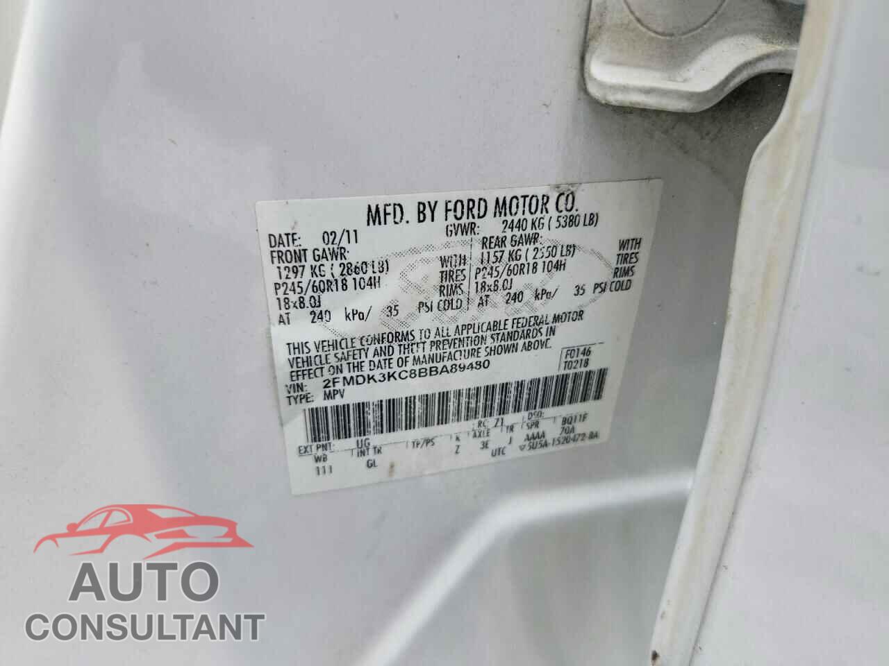 FORD EDGE 2011 - 2FMDK3KC8BBA89480