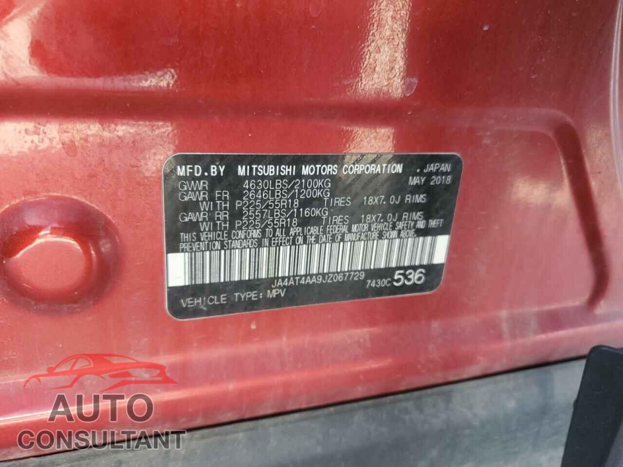 MITSUBISHI ECLIPSE 2018 - JA4AT4AA9JZ067729