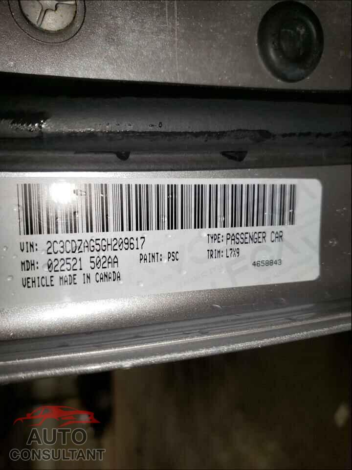 DODGE CHALLENGER 2016 - 2C3CDZAG5GH209617