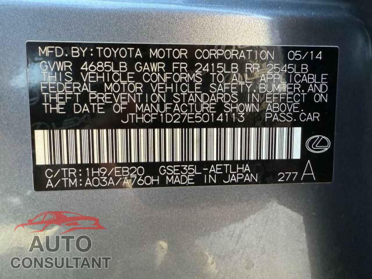 LEXUS IS 2014 - JTHCF1D27E5014113