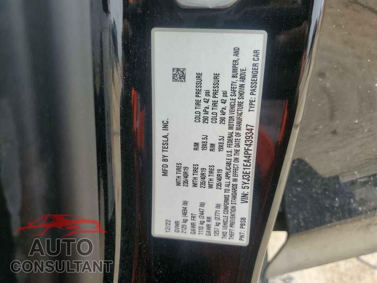 TESLA MODEL 3 2023 - 5YJ3E1EA4PF439347