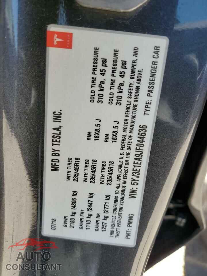 TESLA MODEL 3 2018 - 5YJ3E1EA9JF044636