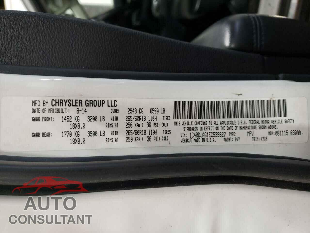 DODGE DURANGO 2014 - 1C4RDJAG1EC539827