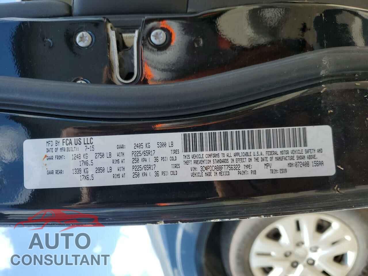DODGE JOURNEY 2015 - 3C4PDCAB8FT756322