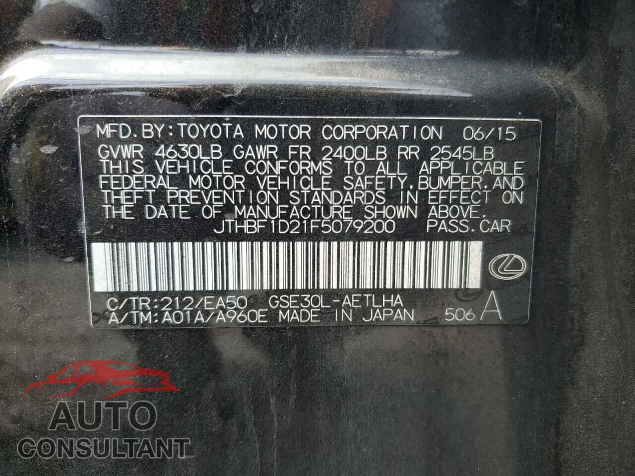 LEXUS IS 2015 - JTHBF1D21F5079200