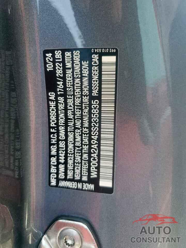 PORSCHE 911 2025 - WP0CA2A94SS235835