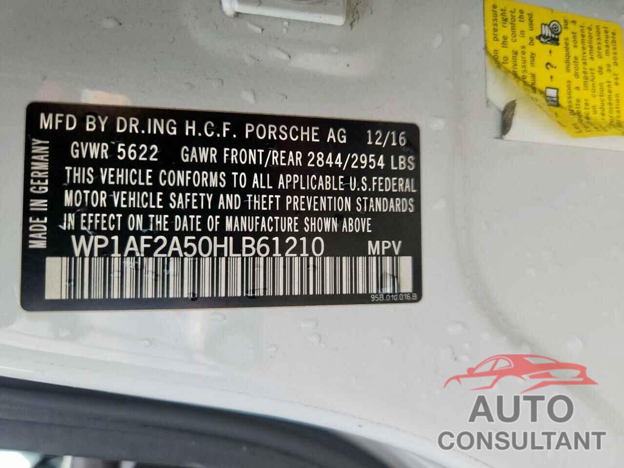 PORSCHE MACAN 2017 - WP1AF2A50HLB61210