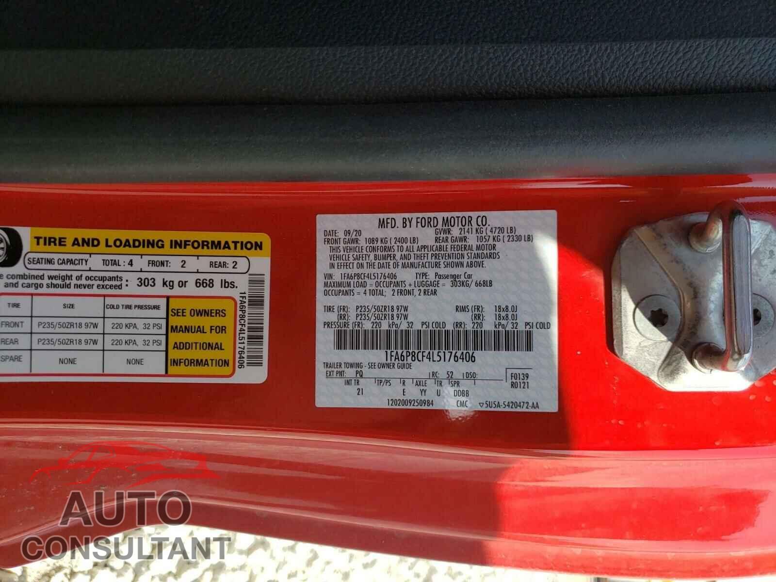 FORD MUSTANG 2020 - 1FA6P8CF4L5176406