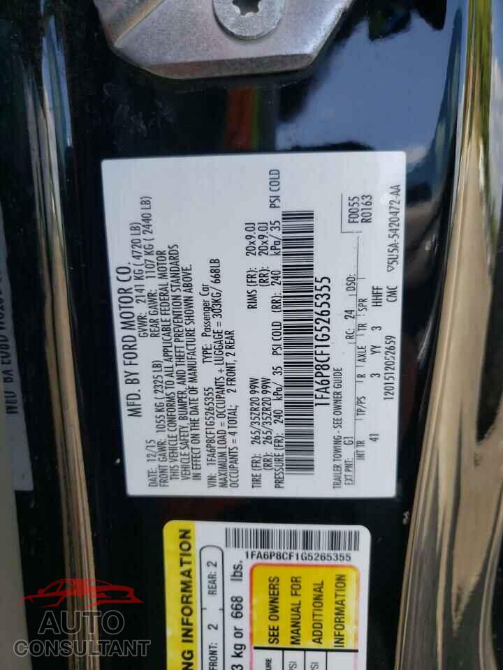 FORD MUSTANG 2016 - 1FA6P8CF1G5265355