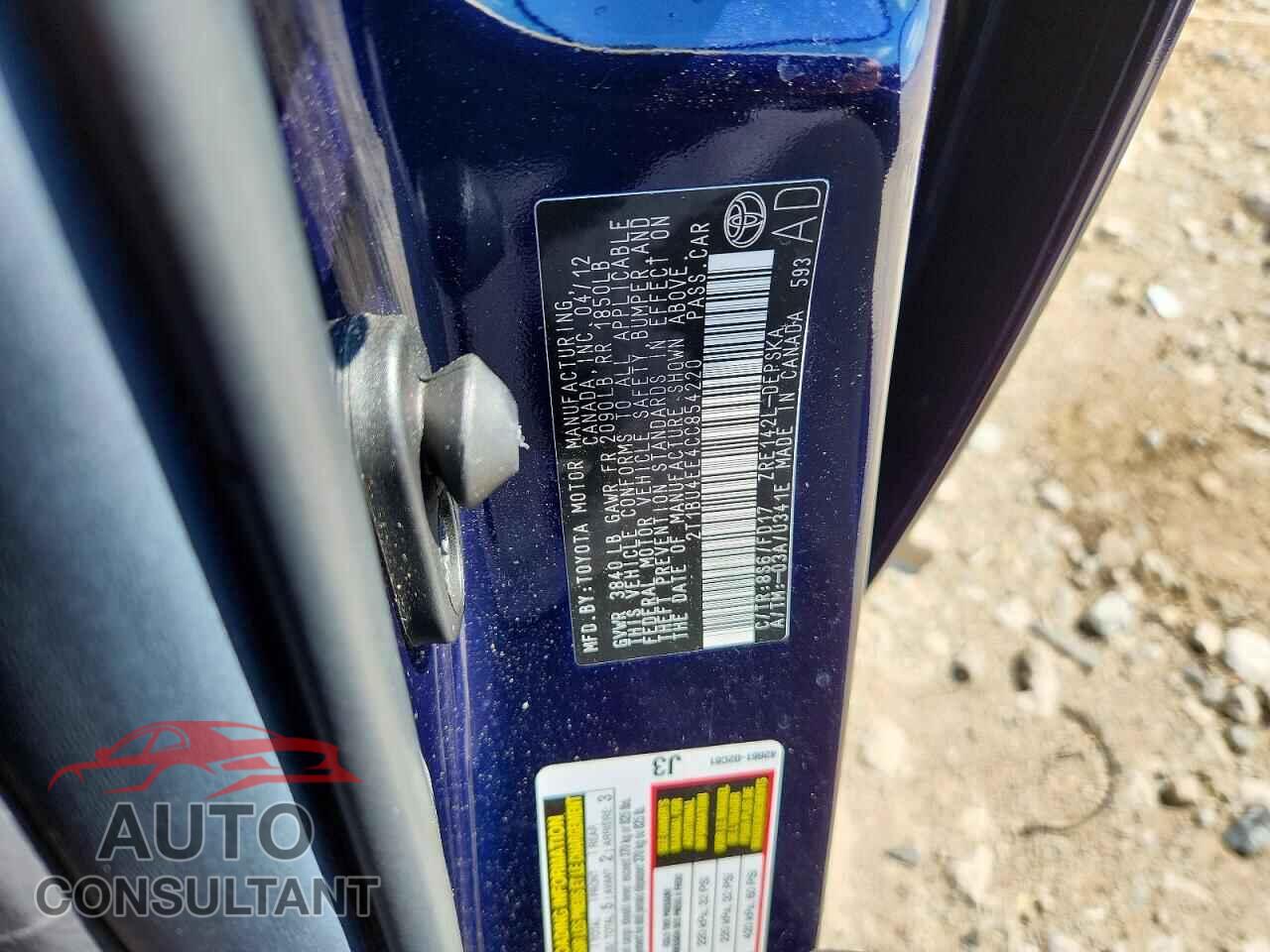 TOYOTA COROLLA 2012 - 2T1BU4EE4CC854220