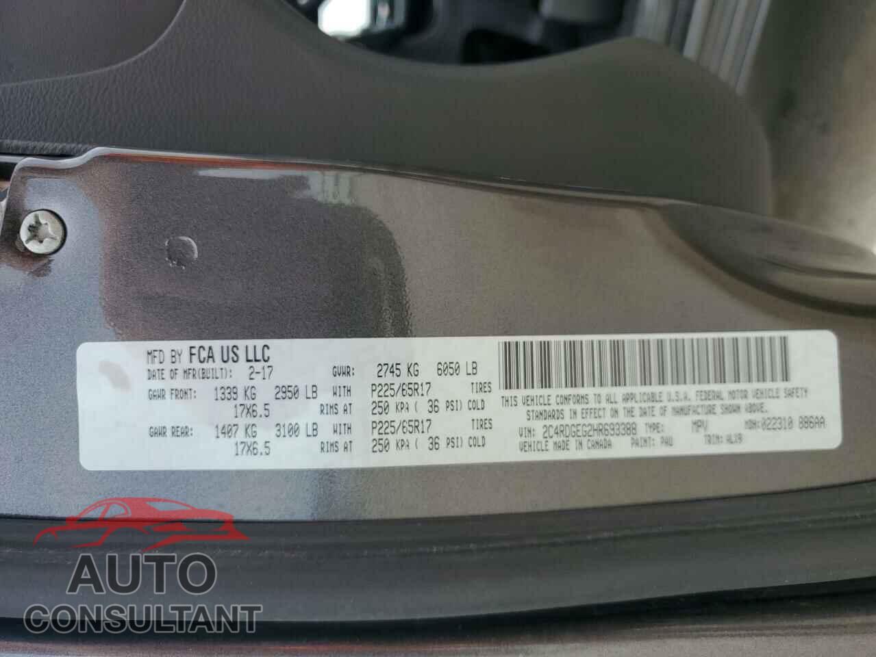 DODGE CARAVAN 2017 - 2C4RDGEG2HR693388