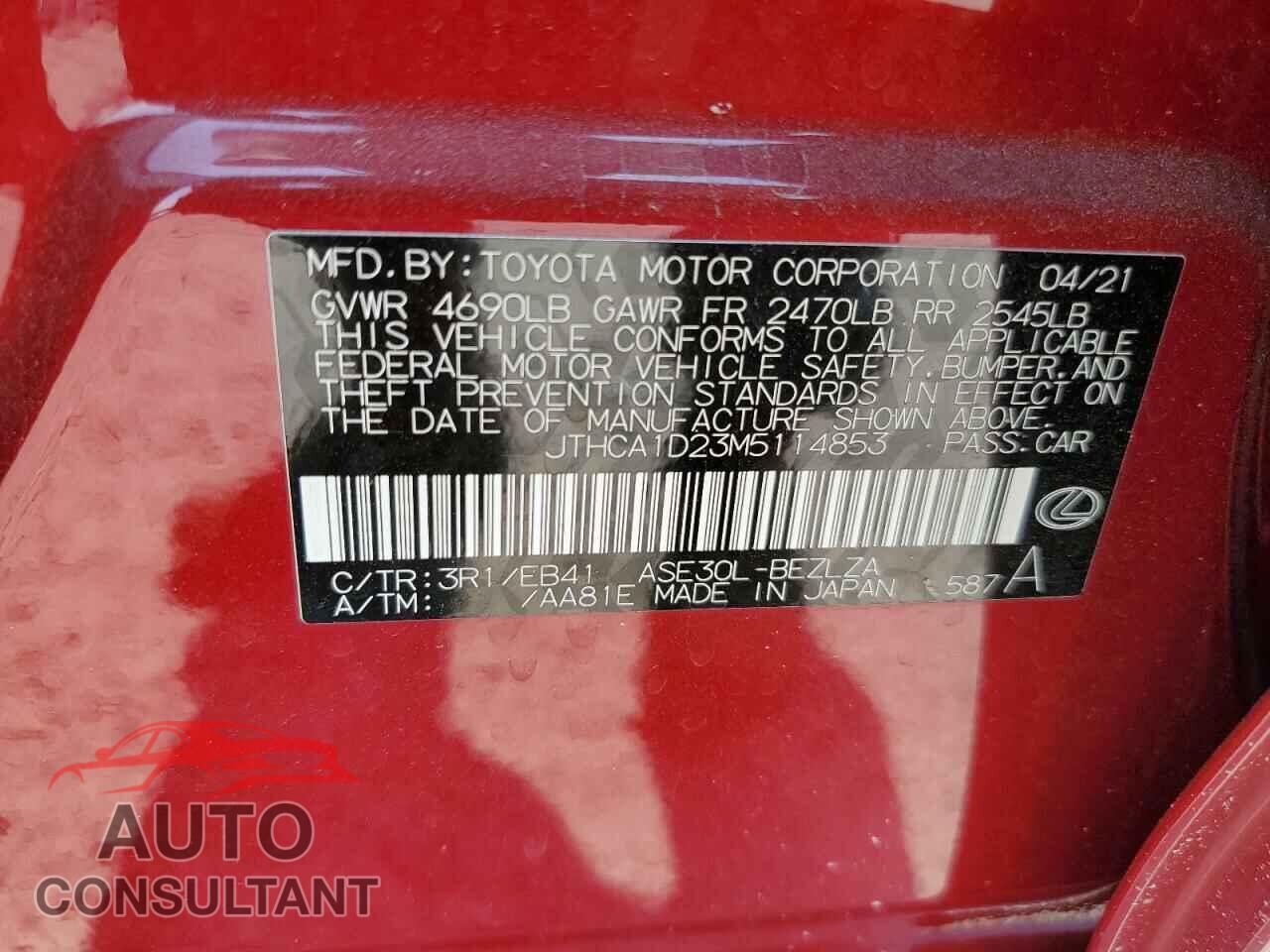 LEXUS IS 2021 - JTHCA1D23M5114853