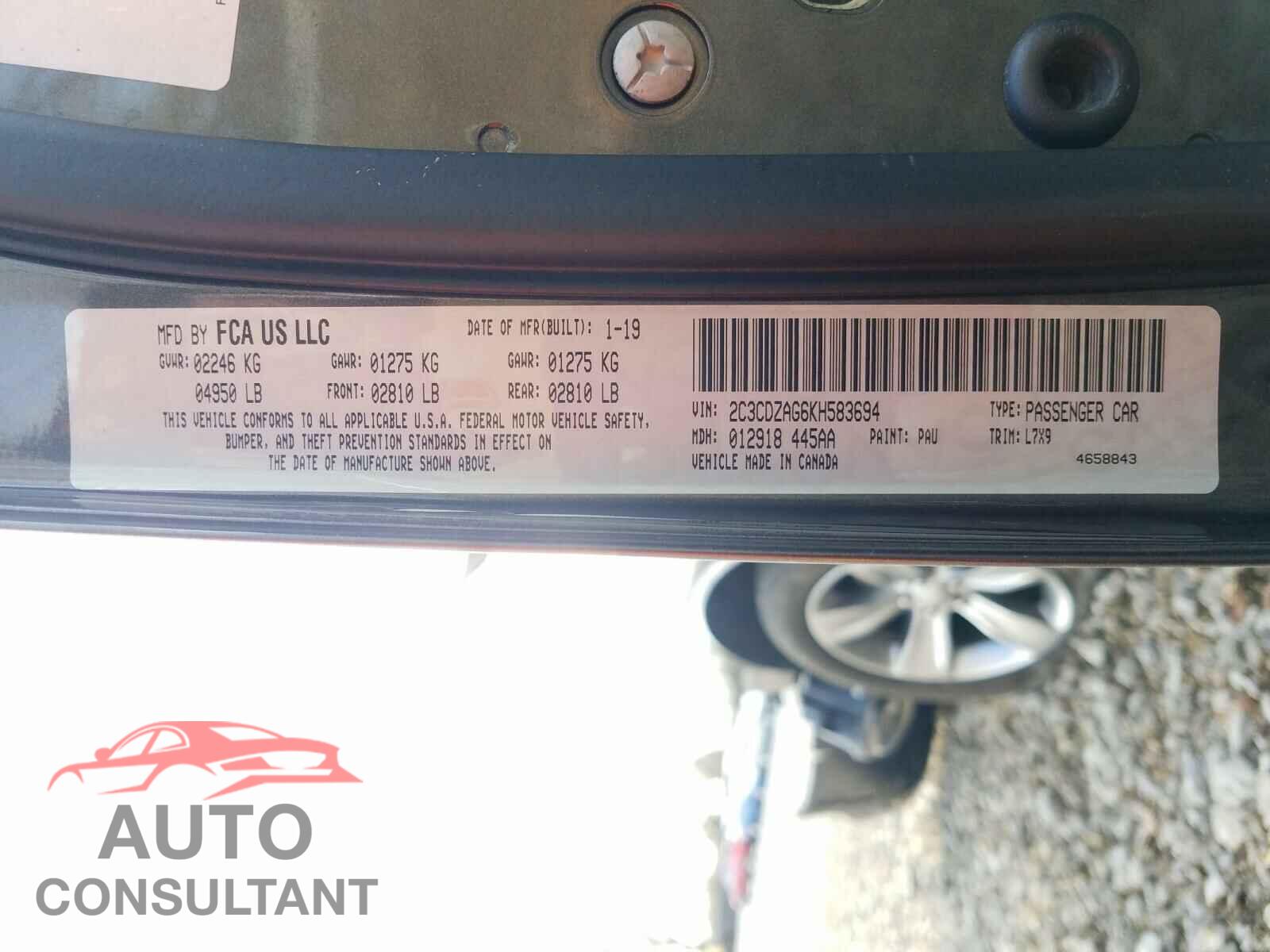 DODGE CHALLENGER 2019 - 2C3CDZAG6KH583694
