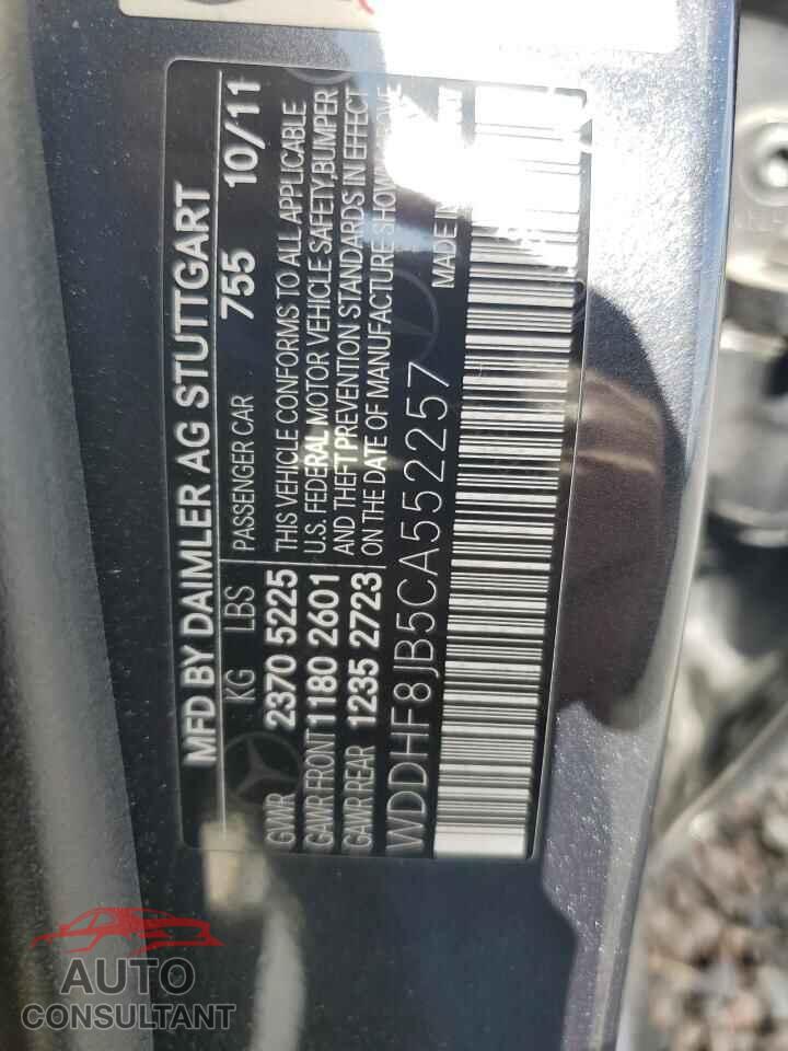 MERCEDES-BENZ E-CLASS 2012 - WDDHF8JB5CA552257