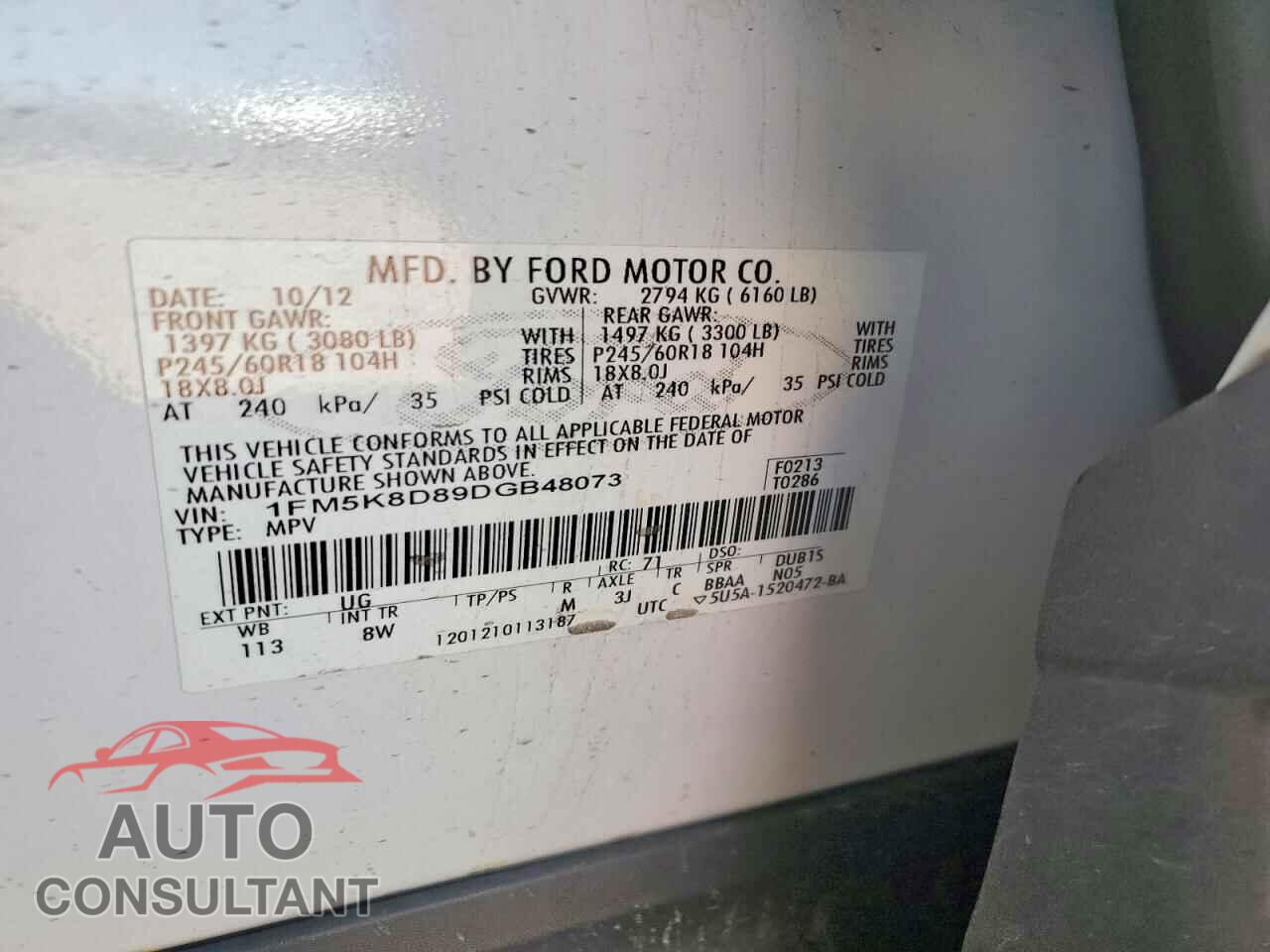 FORD EXPLORER 2013 - 1FM5K8D89DGB48073